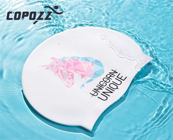 

copozz printed swim caps waterproof silicone swimming hat for men women ear protection pool accessories children sp 28678327