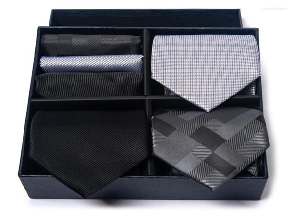 

bow ties woven silk gift box 3 set tie handkerchief cufflink pocket squares necktie for men gravata brown clothing accessories5438834, Black;gray