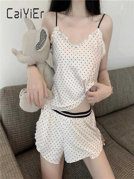 

caiyier women vneck halter vest shorts home pajamas suit the harness pajamas summer ladies sleepwear lingerie 2201083245419, Red;black
