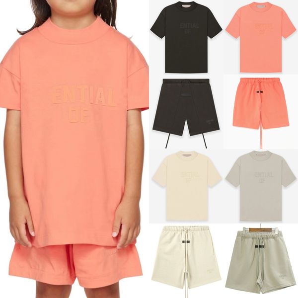 

Ess Kids T-shirts Children Shorts essential Clothes Boys Girls Casual Tracksuits Tshirts Pants Youth Toddler fear T Shirts Short Sleeves Tops Summer god Loose, Orange