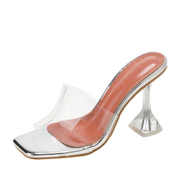 

Amina muaddi Transparency high heels sandals Women open-toed crystal high-heeled PVC clear summer female film beach high-heeled slippers with box 35-42, Blue