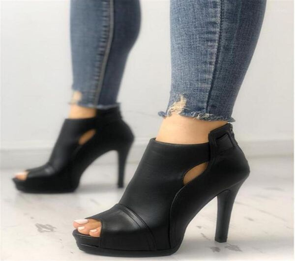 

lapolaka fashion peep toe cutout thin heels summer boots fashion design high heels women039s shoes woman ankle boots19197563, Black