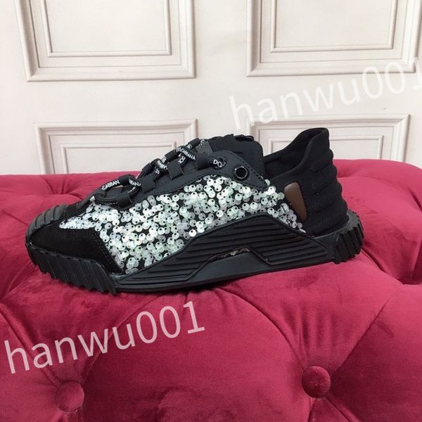 

2023 luxury designer fashion mens casual shoes striped vintage shoe vintage trainers lace-up platform sneaker, Black