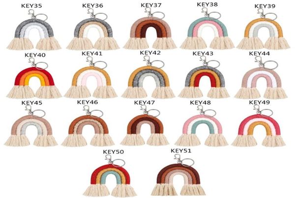 

weaving rainbow keychains for women tassel macrame keyrings key holder jewelry1211214, Silver