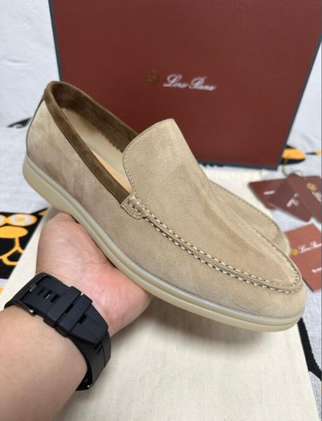 

suede leather loro mens loafers shoes mesh ventilate comfortable lp summer walk driving shoe slip on women sneakers big size, Black