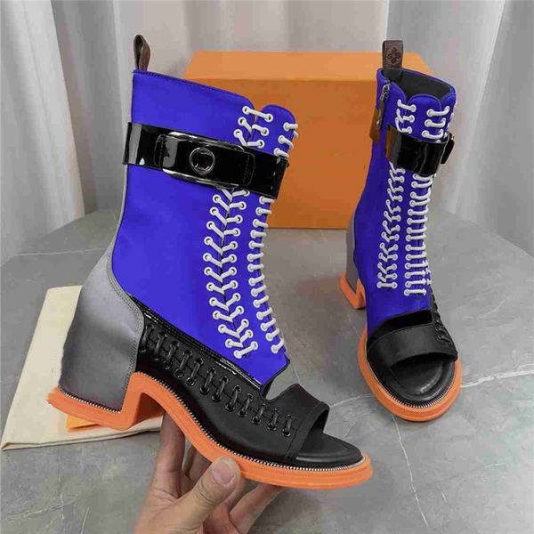 

luxury design sandals 2023 lvity fashion women viutonity summer high heels leather cross lace up student casual slippers 07-015, Black