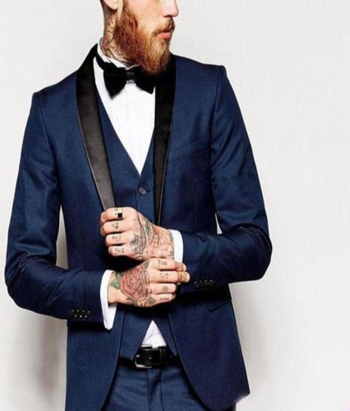 

new side vent slim fit groom tuxedos shawl collar men039s suit navy blue groomsmanbridegroom weddingprom suits jacketpants1532702, Black;gray