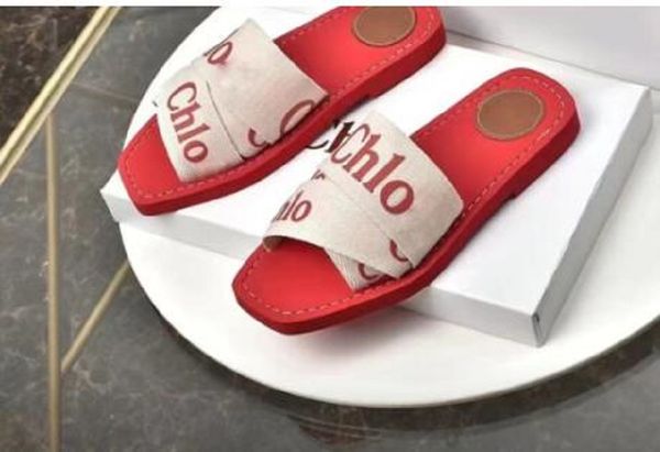 

women's shoes branded women woody mules fflat slipper deisgner lady lettering fabric outdoor leather orange black sole slide sandal 203