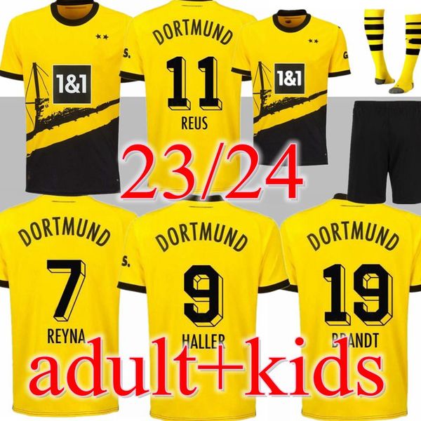 

s-4xl 23 24 dortmund soccer jerseys haller borussia 2023 2024 malen bellingham reus moukoko football shirt reyna brandt adeyemi mens jersey, Black;yellow