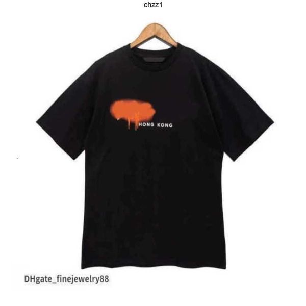 

22s men's t shirts shirt palms palmangel city designer limited inkjet graffiti letter printing women's sailboat short-sleeved casu, White;black