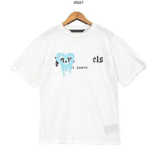

mens designer t shirt clothes palms shirts women fashion spray paint graffiti couple short sleeves high street loose tide brand crew neck le, White;black