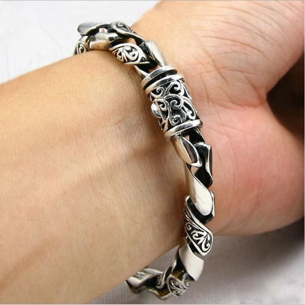 

bangle jewelry silver bracelet retro european pop wristlet exaggerated fashion men's bracelet tangcao personality pattern, Black