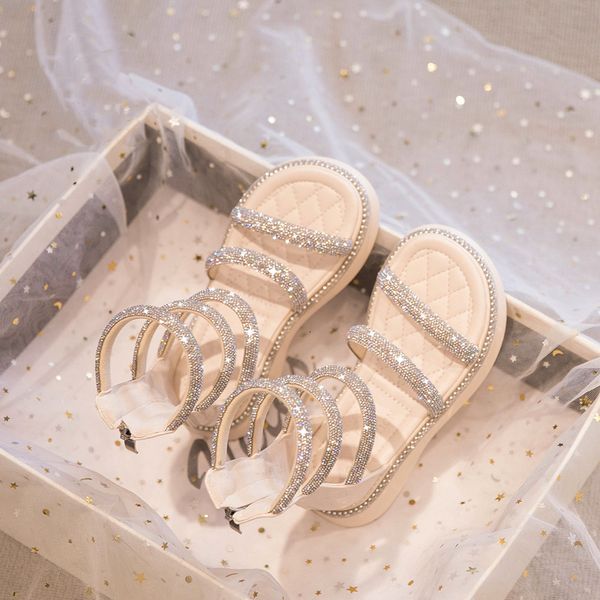 

sandals summer childrens girls gladiator sandals crystal princess solf shoes nonslip breathable fashion kids sandals girls 230522, Black;red