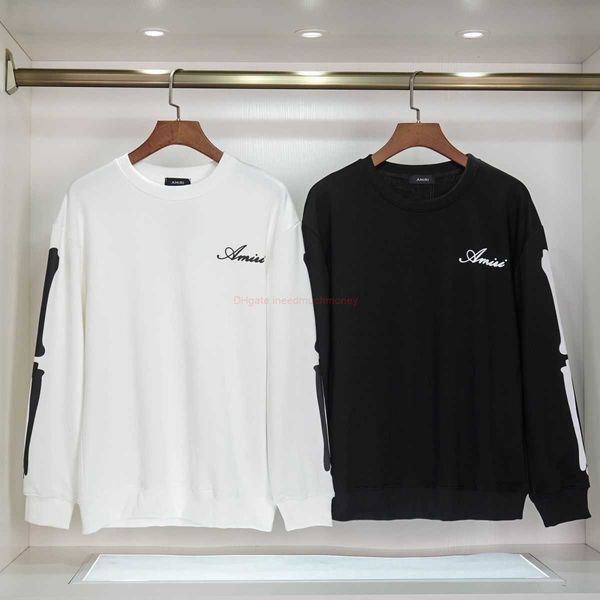 

designer clothing mens sweatshirts amires am hoodies 2023 autumnwinter new emir amies sweater coat rock bone letter print casual fashion str, Black