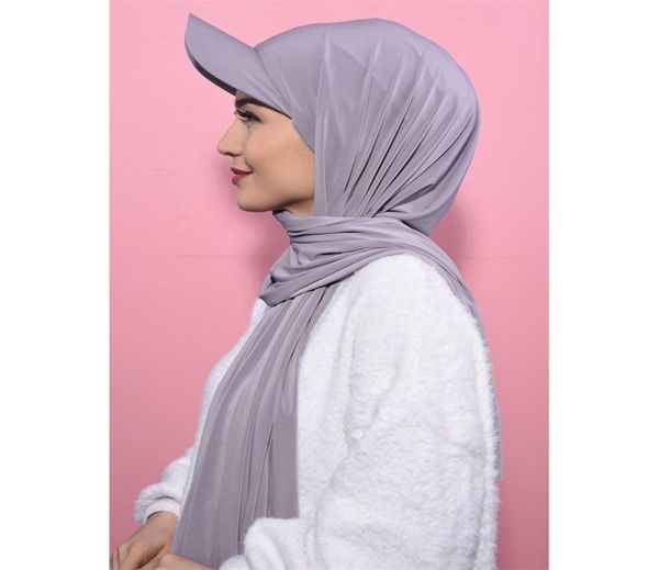 

musilm women chiffon hijab with base ball cap summer sports with hijabs ready to wear instant sport 220610gx8522026, Blue;gray