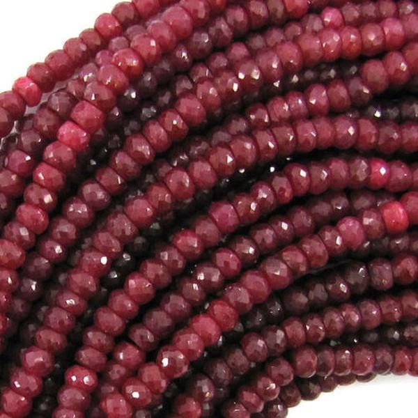 

crystal new 4x6mm faceted genuine red ruby rondelle beads 15" strand