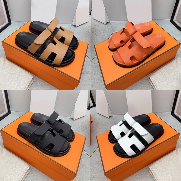 

2023 designer sandals women chypre slippers summer beach classic flat shoes luxury leather slipper platform mens size 35-44, Black