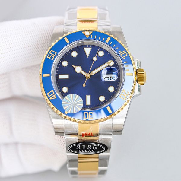 

3135 movement watch automatic mechanical men wristwatch diameter 40mm stainless steel 904l sapphire ceramic case business bracelet folding c, Slivery;brown