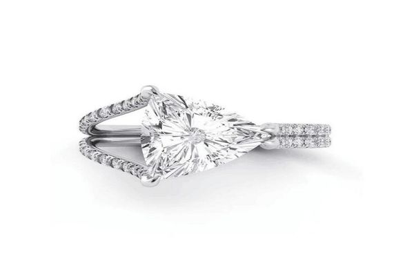 

2020 new arrival solitaire luxury jewelry 925 sterling silver pear cut white z cz diamond gemstones women wedding heart band r5974161, Slivery;golden