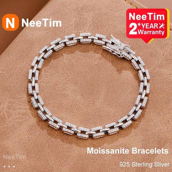 

bangle neetim 100% 925 sterling silver moissanites for women luxury designer love chains bracelet wedding teen girls fine jewelry, Black