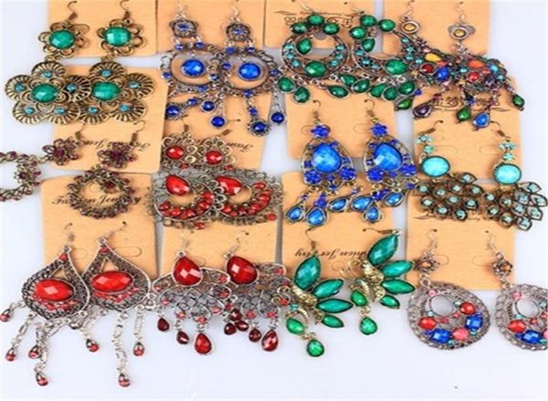 

colorful vintage earrings for women bohemian mixed order fashion jewelry 12pairs lot3601527, Silver