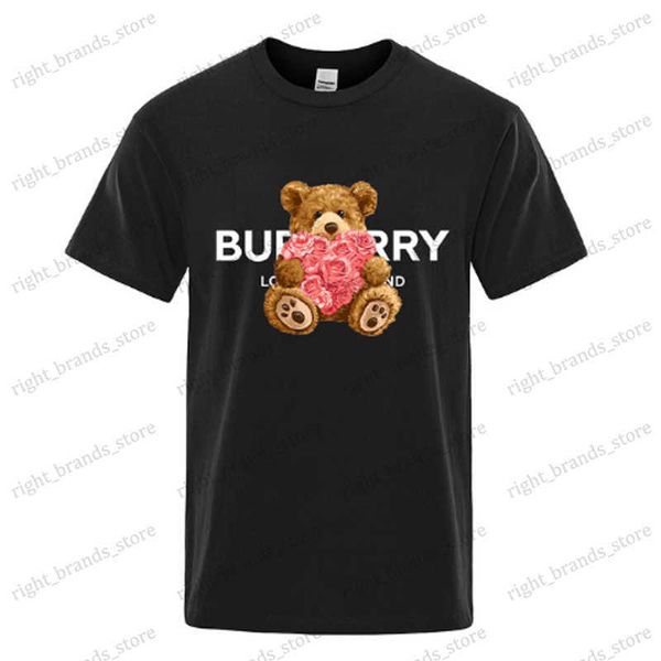 

men's t-shirts summer luxury t-shirt crew neck men's women's loose casual tees bear print street short sleeve 2023 brand t23, White;black