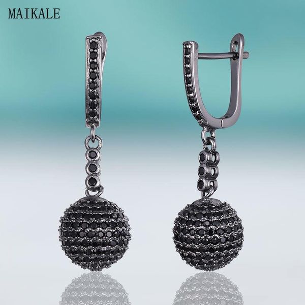 

knot maikale new fashion black cubic zirconia drop earrings disco ball earings for women gold silver color charm luxury jewelry gift