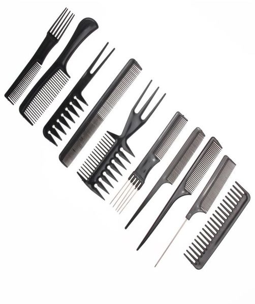 

10pcs salon hair styling hairdressing barbers plastic combs set7225878, Silver