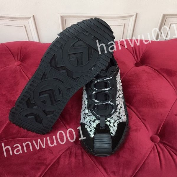 

new luxury designer fashion mens casual shoes striped vintage shoe vintage trainers lace-up platform sneaker, Black