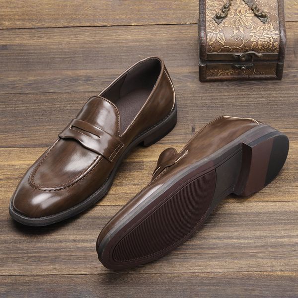 

dress shoes men's casual shoessocial shoe male design men loafers for business leather fashion british 230522, Black