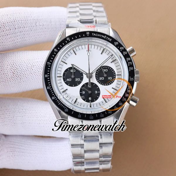 

new 44mm moonwatch 310.60.42.50.02.001 vk quartz chronograph mens watch white dial stainless steel bracelet satch gents watches twom timezon, Slivery;brown