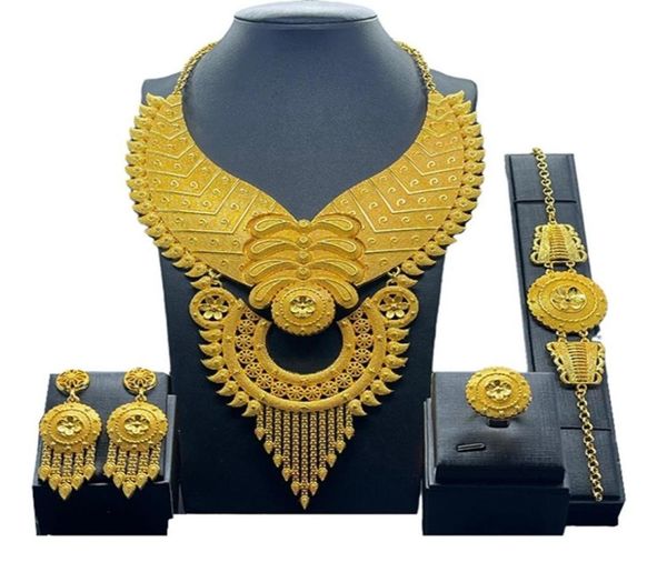 

24k gold plated dubai jewelry set jewelry women039s jewelry necklace bracelet earring zjj10015 2207187878788, Slivery;golden
