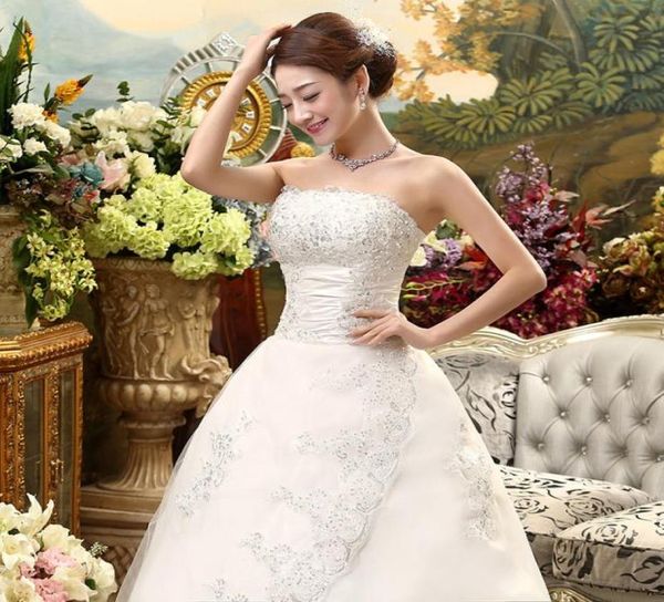 

real po lace up strapless wedding dresses 2018 robe de mariee vintage vestidos plus size ball gown 7865931, White