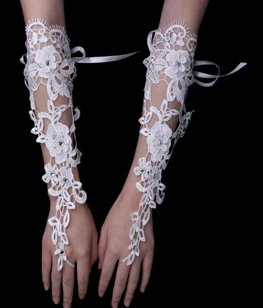 

wedding bride gloves lace bridal dress luxury long fingerless accessories party2239388, White