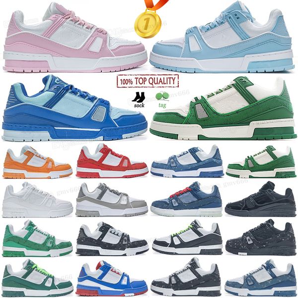 

designer virgil trainer casual shoes flat sneaker denim canvas leather abloh white green red blue letter overlays platform mens womens low s, Black