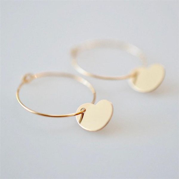 

huggie 14k gold filled heart shape earrings hoop jewelry handmade earrings minimalism oorbellen brincos pendientes women earrings, Golden;silver
