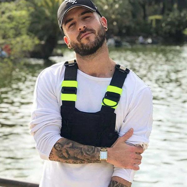 

waist bags chest bag men s fluorescent walkie talkie hip hop tactical vest chest bag pocket security 230523