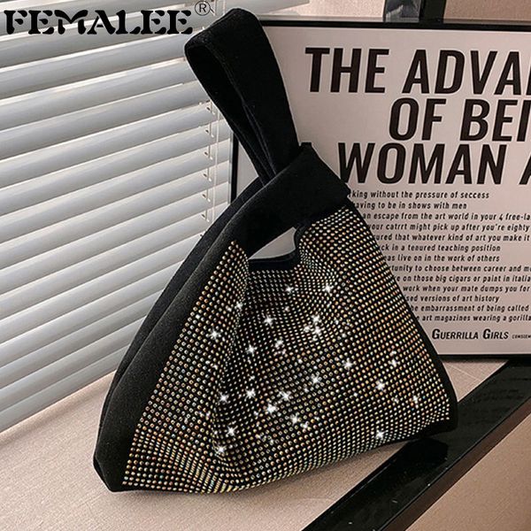 

waist bags femalee bling diamond wrist for women luxury designer andle bag 2023 trend faux suede evening party handbags vest pur 230522