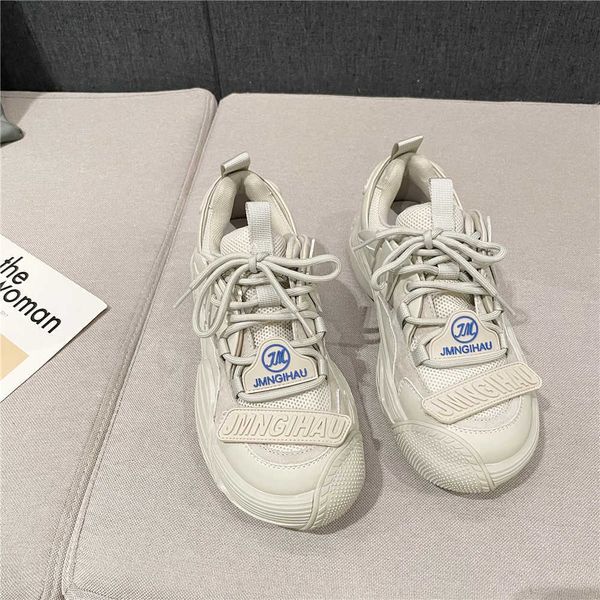 

01 matsu cake bottom lace up casual for women 2023 spring new youth korean edition elevated breathable dad shoes