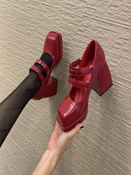 

dress shoes spring women039s high heels 9cm retro mary janes with platform square toe shallow pumps thick 3 colors oulyyyogo8131730, Black