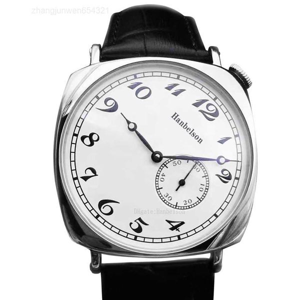 

square steel retro case mens watch automatic movement white face glass bottom cover leather strap 40mm pin buckle wristwatch, Slivery;black