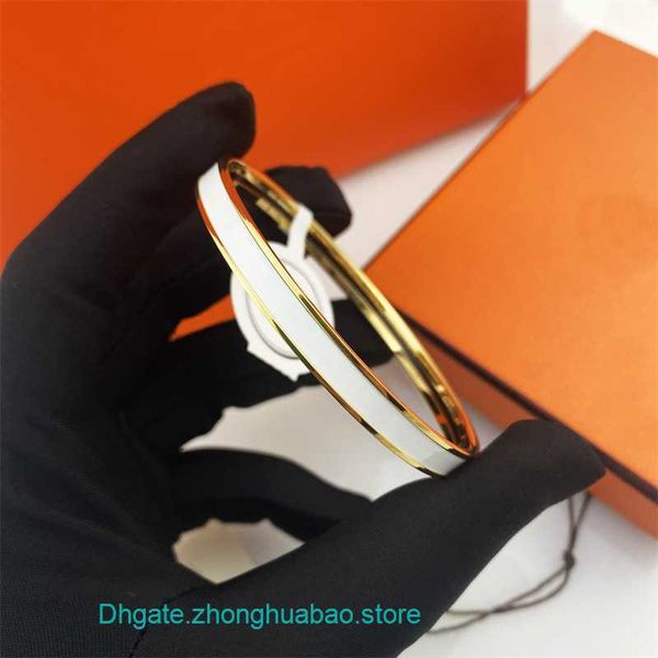 

wholesale designer h ermes bracelets online store aijia round closed ended enamel color plain ring bracelet taigang stainless steel fashion, Black