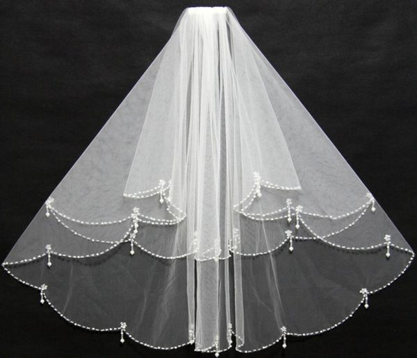 

elegant short ivory bridal veils beading edge ruffles with insert comb for wedding bride wear 110389177622, Black