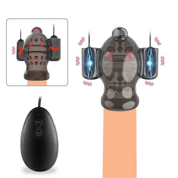 

other panties 20 vibration frequency glans training vibrating sleeve male penile harder longer train props masturbator massager, Black;white