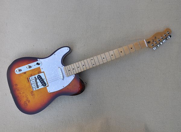 

left hand 6 strings tobacco sunburst electric guitar with maple fretboard can be customized as request