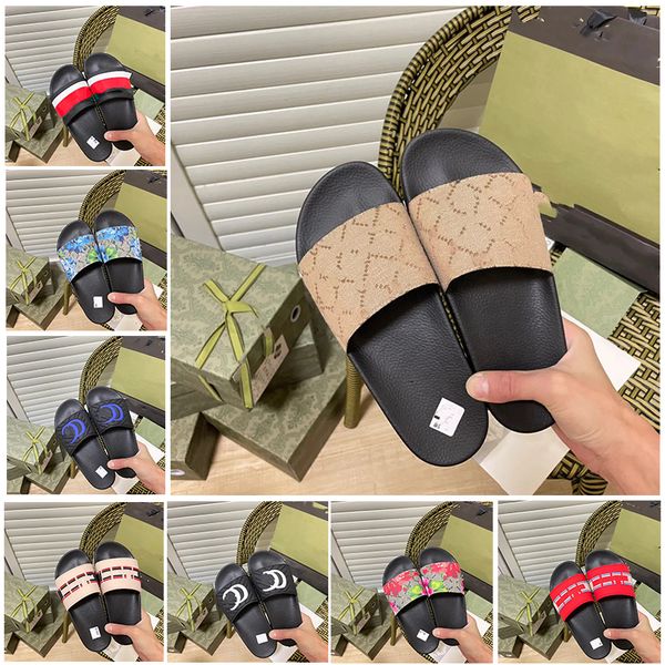 

24model mule waterfront men women slide sandals designer shoes luxury slide summer wide flat 2023 slippery thick sandals slipper flip flops, Black