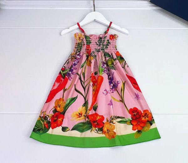 

2023 latest style girls dress summer cotton fashion simple yellow dress 90-150, Red;yellow