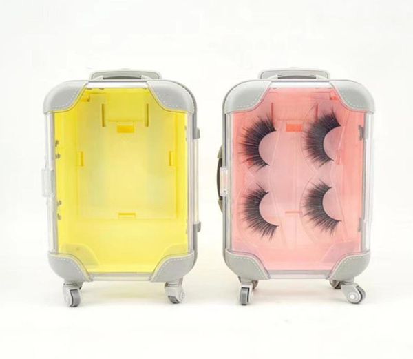 

10pcs false eyelashes packaging box pink luggage lashes suitcase mink lashes packaging eyelashes box custom empty7470663
