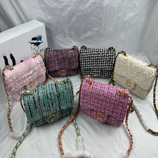 

classic chain bag luxury designer single shoulder bag portable shoulder crossbody bag for women 22p spring summer series square fat bag with