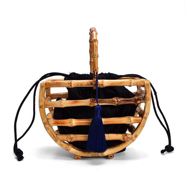 

waist bags handmade tassel half moon bamboo tote women's bamboo handbags ladies fashion beach handle bag 230522